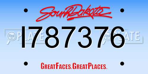 I787376 South Dakota License Plate