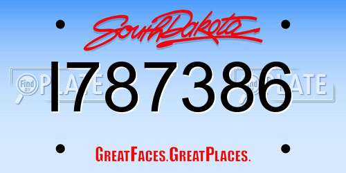 I787386 South Dakota License Plate