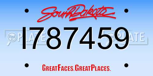 I787459 South Dakota License Plate