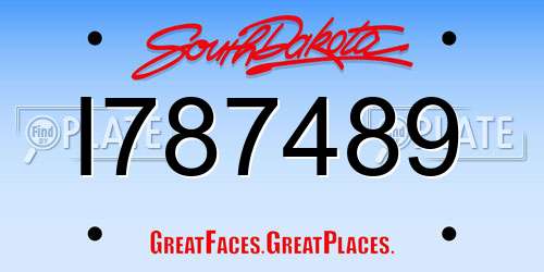 I787489 South Dakota License Plate