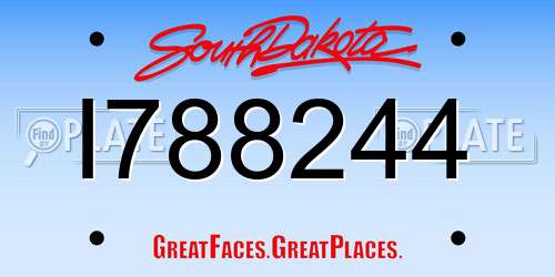 I788244 South Dakota License Plate