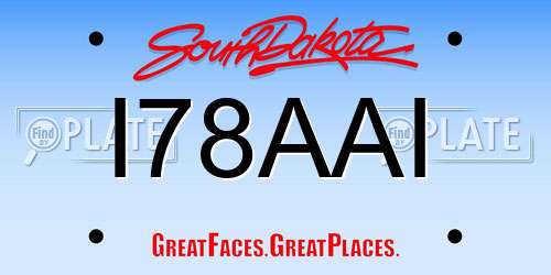 I78AAI South Dakota License Plate