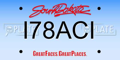 I78ACI South Dakota License Plate