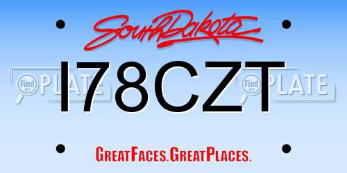 I78CZT South Dakota License Plate