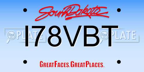 I78VBT South Dakota License Plate