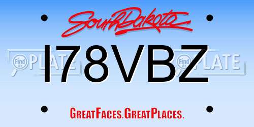 I78VBZ South Dakota License Plate