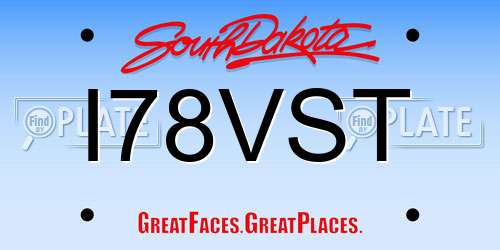 I78VST South Dakota License Plate