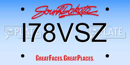 I78VSZ South Dakota License Plate