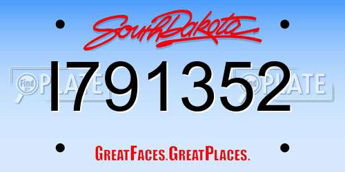 I791352 South Dakota License Plate
