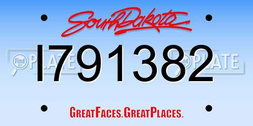 I791382 South Dakota License Plate