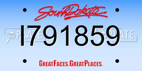 I791859 South Dakota License Plate