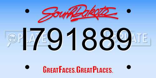 I791889 South Dakota License Plate