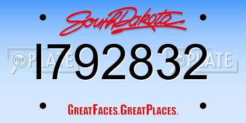 I792832 South Dakota License Plate
