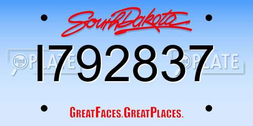 I792837 South Dakota License Plate