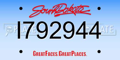 I792944 South Dakota License Plate