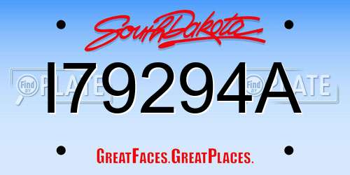 I79294A South Dakota License Plate