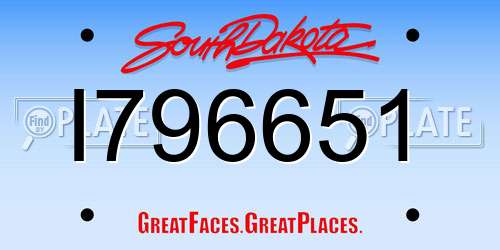 I796651 South Dakota License Plate
