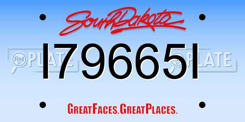 I79665I South Dakota License Plate