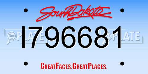 I796681 South Dakota License Plate