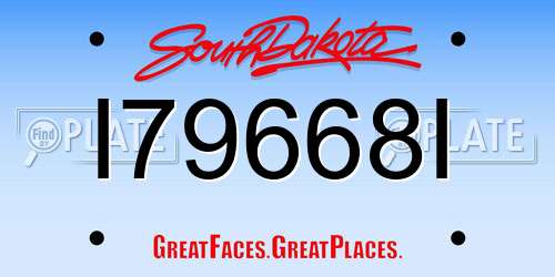 I79668I South Dakota License Plate