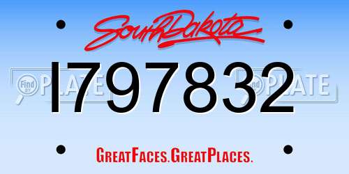 I797832 South Dakota License Plate