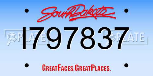 I797837 South Dakota License Plate