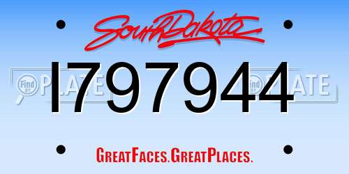 I797944 South Dakota License Plate