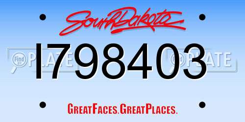 I798403 South Dakota License Plate
