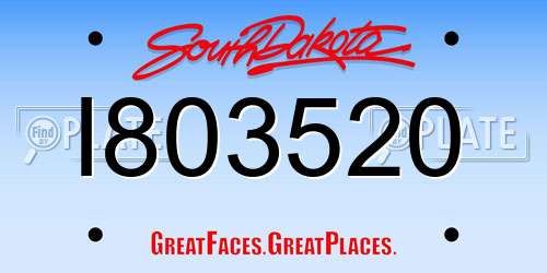 I803520 South Dakota License Plate