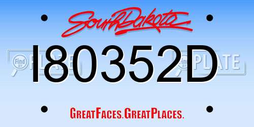 I80352D South Dakota License Plate