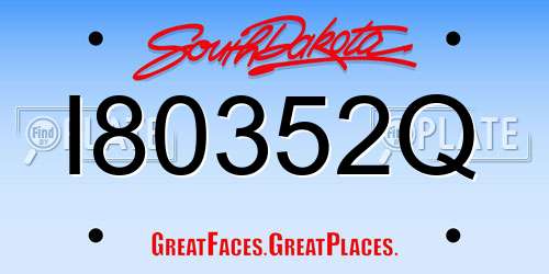 I80352Q South Dakota License Plate