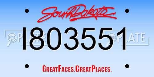 I803551 South Dakota License Plate
