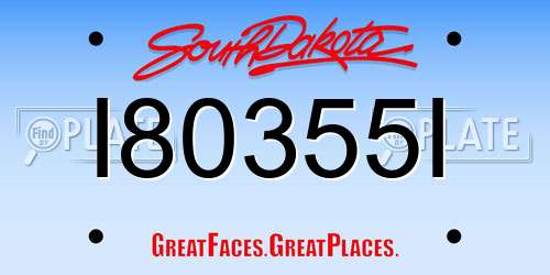 I80355I South Dakota License Plate