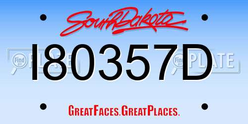 I80357D South Dakota License Plate