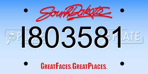 I803581 South Dakota License Plate