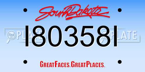 I80358I South Dakota License Plate