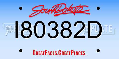 I80382D South Dakota License Plate