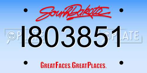 I803851 South Dakota License Plate