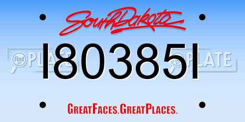 I80385I South Dakota License Plate