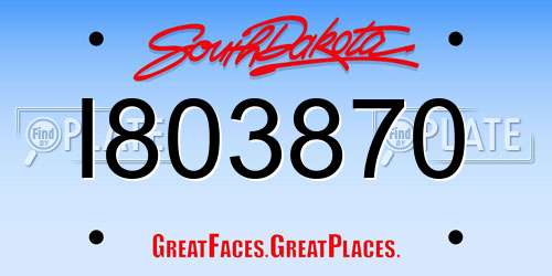 I803870 South Dakota License Plate