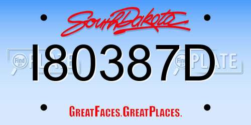 I80387D South Dakota License Plate