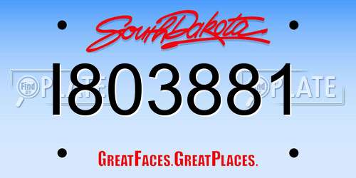 I803881 South Dakota License Plate