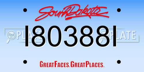 I80388I South Dakota License Plate