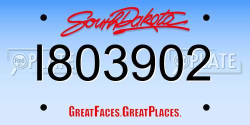 I803902 South Dakota License Plate