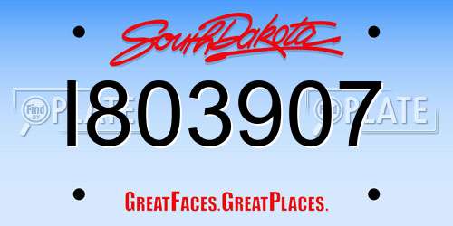 I803907 South Dakota License Plate