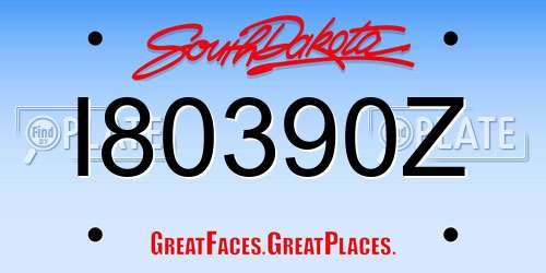 I80390Z South Dakota License Plate
