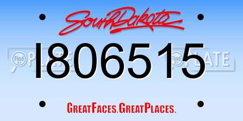 I806515 South Dakota License Plate