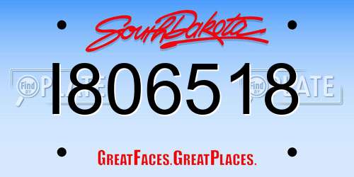 I806518 South Dakota License Plate