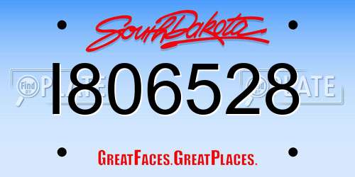 I806528 South Dakota License Plate