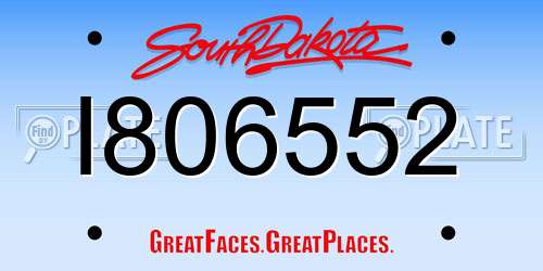 I806552 South Dakota License Plate